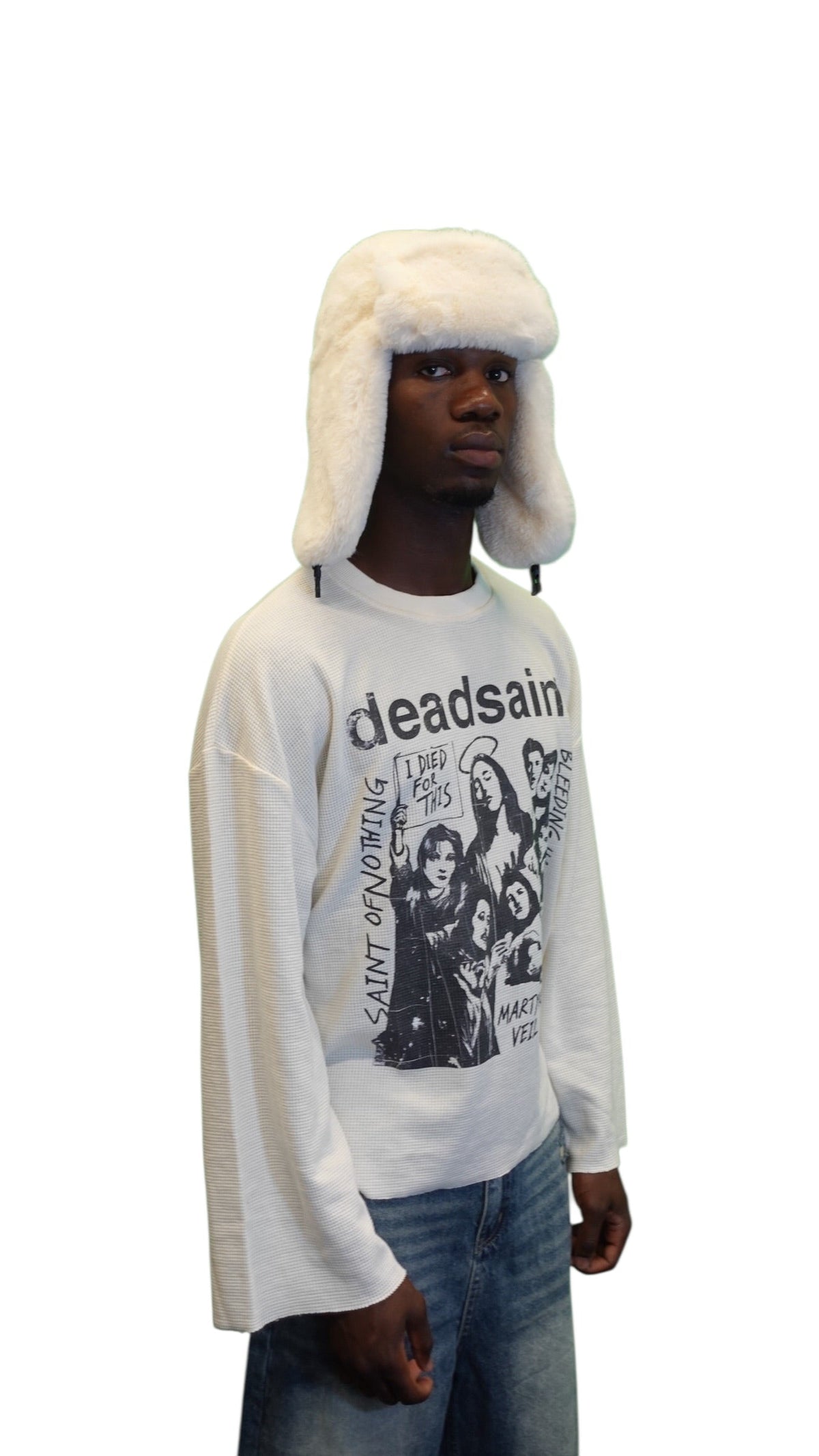 “Saint of Nothing” Raw Cropped Waffle Thermal