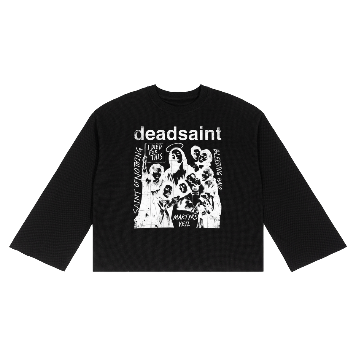“Saint of Nothing” Raw Cropped Waffle Thermal