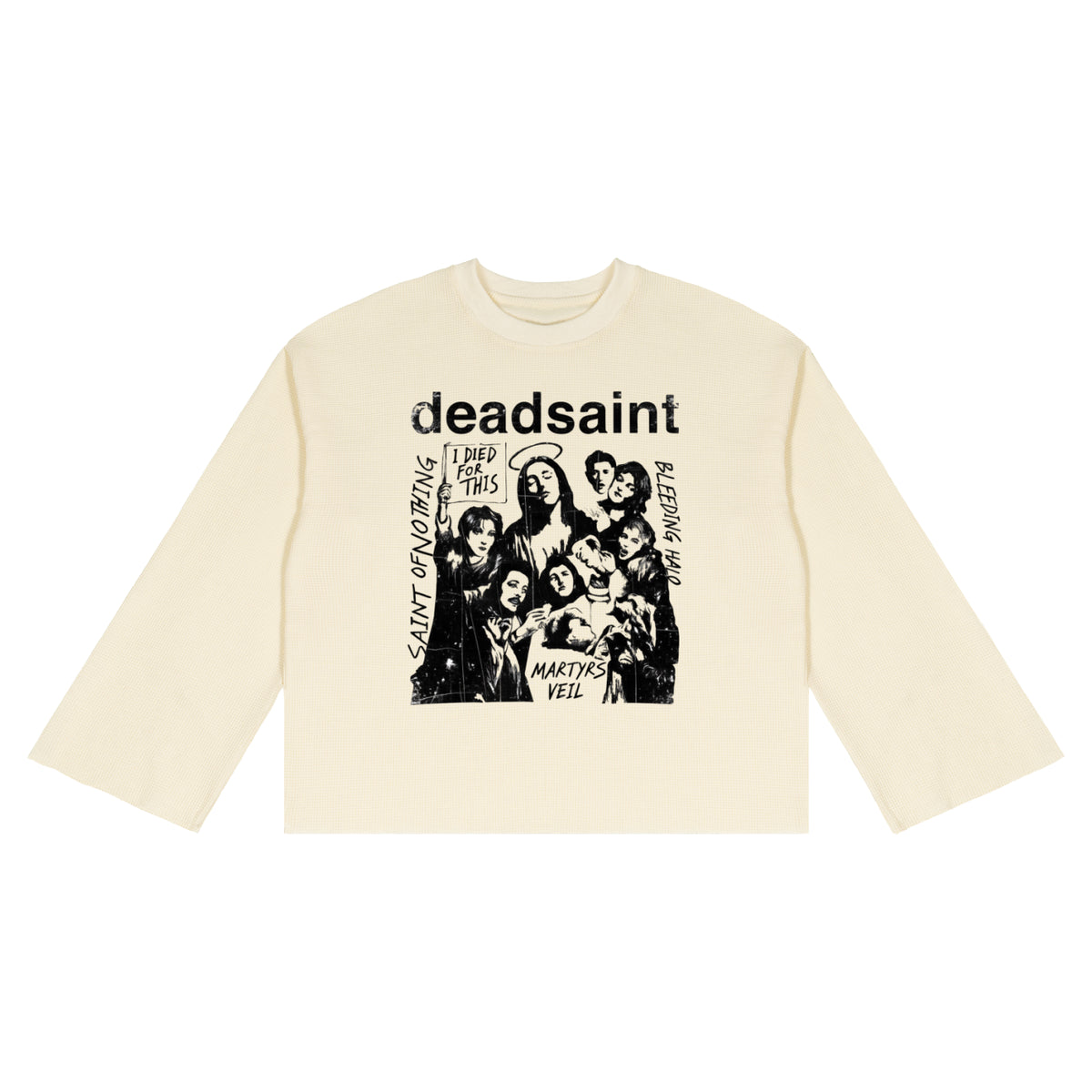 “Saint of Nothing” Raw Cropped Waffle Thermal